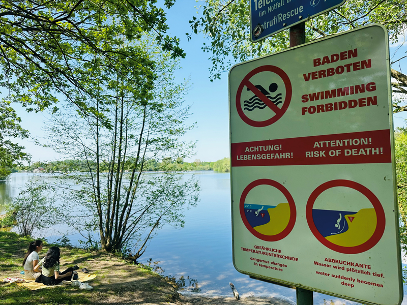 Eindringliche Warnung vor dem Schwimmen in Baggerseen